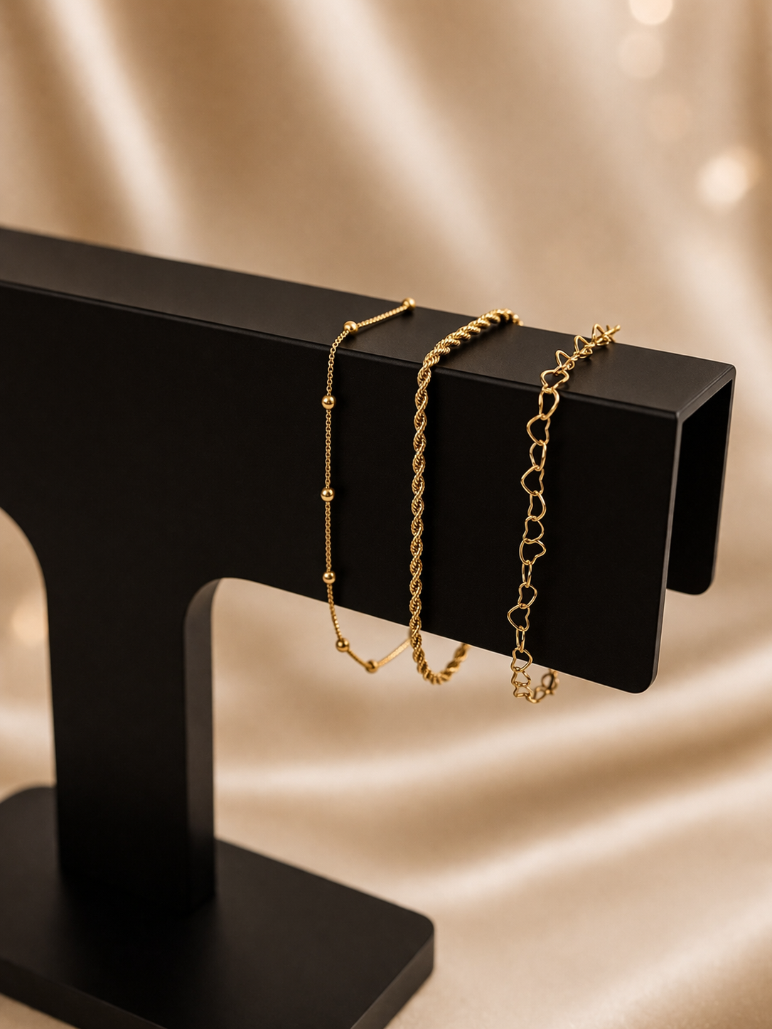 Conjunto com 3 pulseiras Toque Dourado folheado a ouro 18k